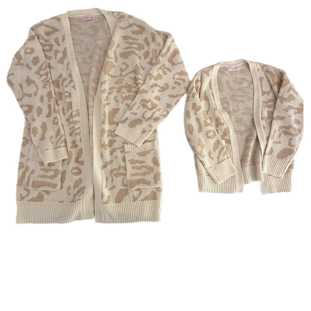 Pink Lily Cream and Tan Cardigan Set mommy and me